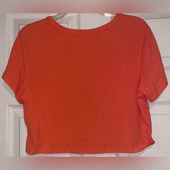 ❤️3/$10❤️American Eagle Soft & Sexy Ribbed Pocket Tee in orange Size S - Picture 4 of 4